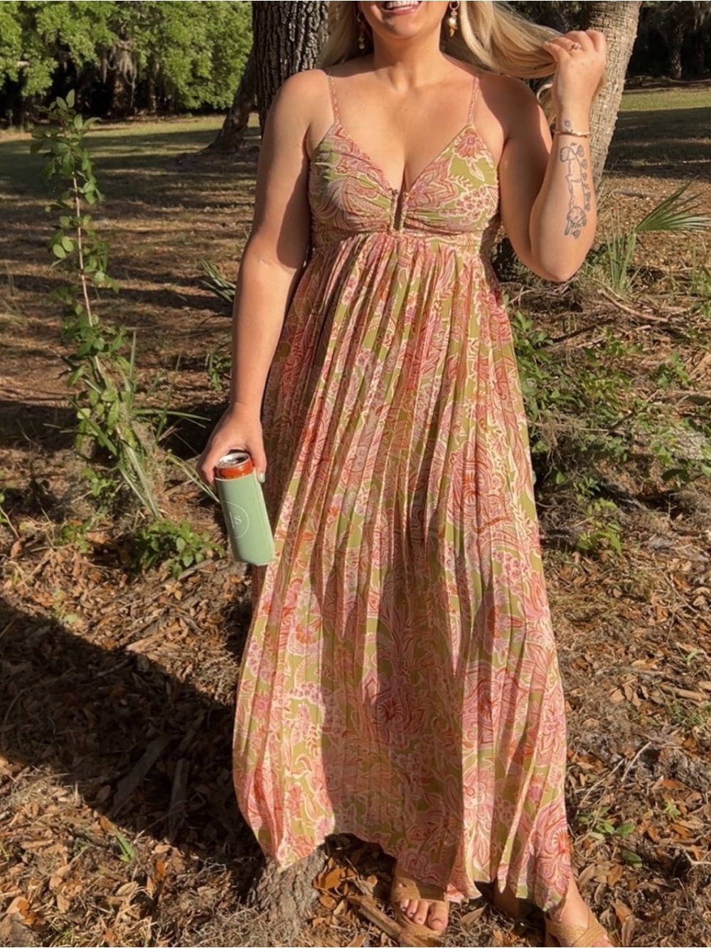 VICI Petal Poise Plisse Floral Maxi Dress